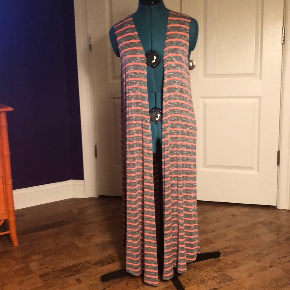 LuLaRoe, Striped Sleeveless Cardigan, Small